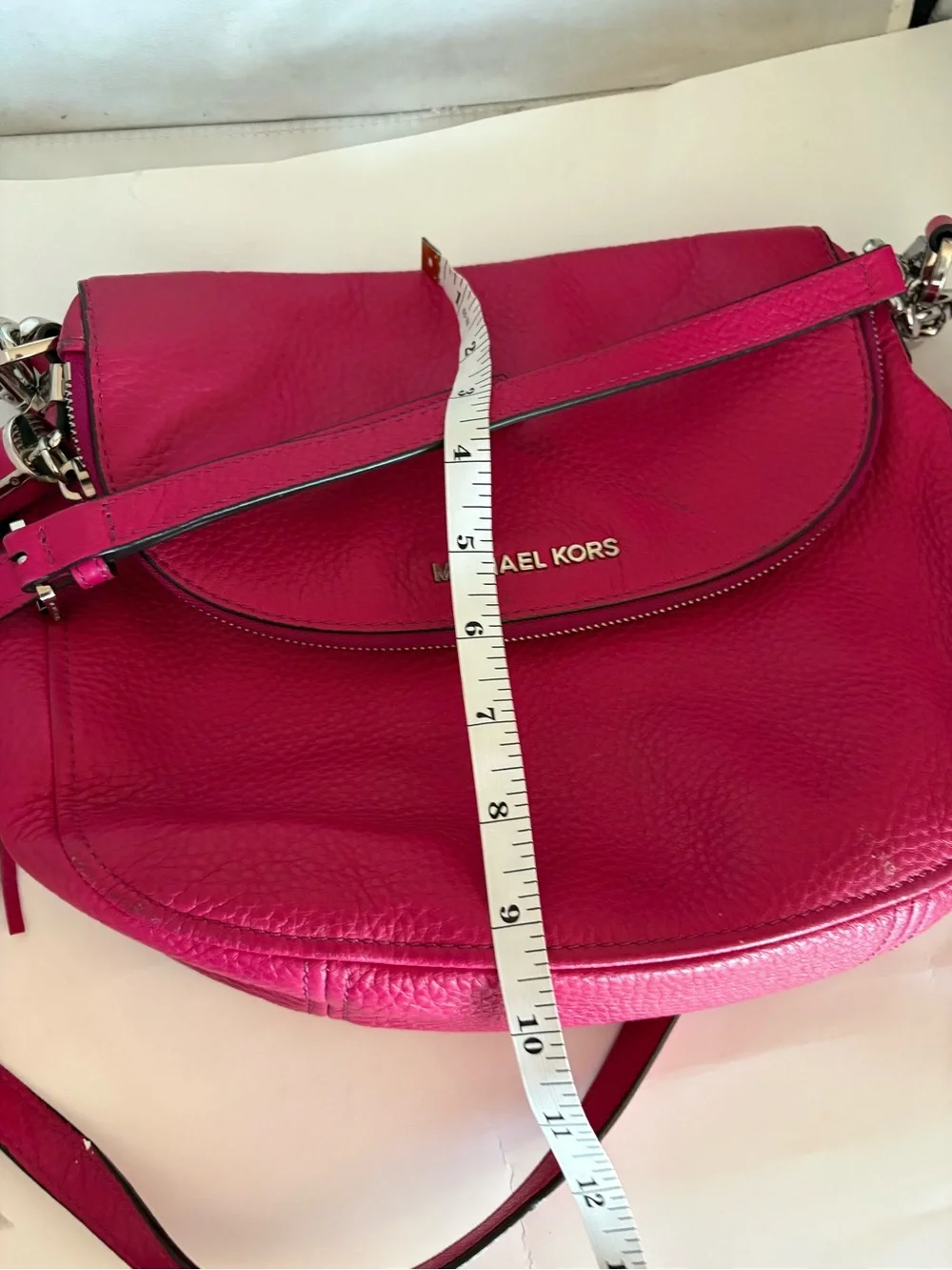 Michael Kors Hot Pink Pebbled Leather Crossbody with Tassel